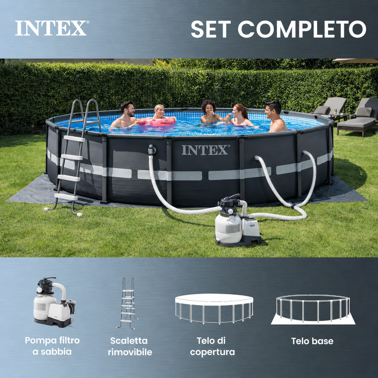 Ultra XTR 26325EH  488 x 122 cm con pompa a sabbia e sabbia filtrante premium OptiFlow da 22,7 kg