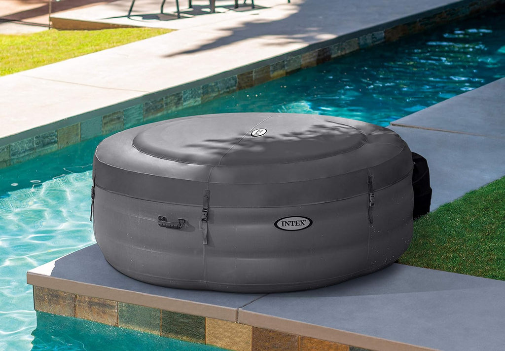 Intex 28482EX – Simple Spa idromassaggio gonfiabile, 4 posti, grigio, diametro 196 x 66 cm