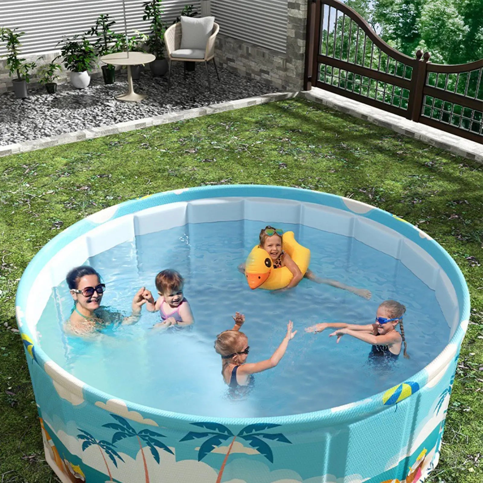 Children's swimming pool, diameter 90/120/160 cm inflatable and foldable outdoor large-size children's paddling pool summer pet